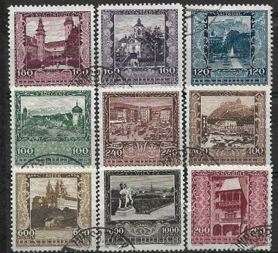 B0708 - Austria 1923 - Vederi 9v. stampilat,serie completa foto