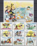 Grenada 1984 - Disney, Jocurile Olimpice, desene animate, sport, serie si colita neuzata