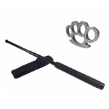 Cumpara ieftin Set Autoaparare: Baston Telescopic Police 49cm, Box Argintiu 0.5cm. Metalic, Extensibil, Compact 20cm. Ideal pentru Protectie si Siguranta