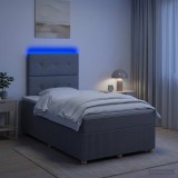 Cumpara ieftin Pat cu arcuri LED si saltea Gri deschis 120 x 200 cm Tesatura