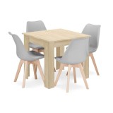 Set masa pentru sufragerie/living + 4 scaune Mark gri, Artool, lemn, stejar sonoma, 80x80x75 cm GartenVIP DiyLine