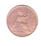 Moneda Marea Britanie 1 penny 1964, stare foarte buna, curata