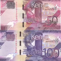 Bancnota Kenya 50 si 100 Shilingi 2019 - PNew UNC ( Set x2 - SERIE NOUA )