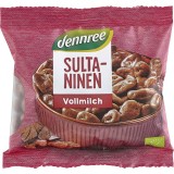 Dennree Stafide in Ciocolata cu Lapte Bio (Eco) 100g - Snack Natural, Fara Arome, Coloranti, Emulgatori