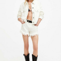 AllSaints pantaloni scurti din bumbac ASTRID FRAY SHORT culoarea alb, neted, high waist, W074EA