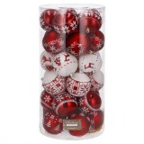 Set globuri de Craciun cu modele de sarbatori, 30 bucati, 5cm, alb rosu Household NewTrend