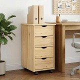 vidaXL Cabinet mobil cu roata Maro 65,5 x 34 x 39 cm Lemn de pin masiv 42032389
