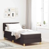 VidaXL Pat cu arcuri și saltea crem 90x200 cm Maro &icirc;nchis 80 x 200 cm
