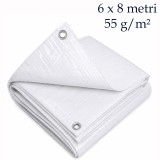 Cumpara ieftin Prelata impermeabila pentru gradina, santier si depozitare, 6x8 m, 55 g/mp, PE alba