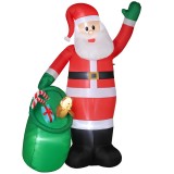 Outsunny Moș Crăciun gonflabil, 275 cm, cu sac și ursuleț, decorațiune de Crăciun cu LED-uri integrate | Aosom Romania