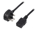 Cablu Electric 3x1,5mm&sup2; 1,8m Negru cu Mufă BS 1363 și Conector IEC C19