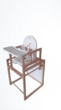 Scaun de masa din lemn de fag multifunctional cu tavita din plastic Wiktoria Bears 2, MyKids