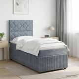 Cumpara ieftin Pat boxspring cu saltea Gri inchis 80 x 200 cm Catifea