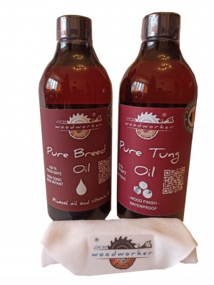 Dual Pack Pure Breed Oil, Pure Tung Oil, laveta bumbac, 500 ml/500 ml foto
