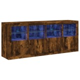 Servanta cu lumini LED, stejar fumuriu, 163x37x67 cm, DKD Home Decor