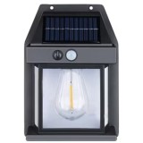 Lampa solara de perete, cu senzor de miscare, puterea becului 3W, iluminare LED, autonomie 6-12 ore, negru