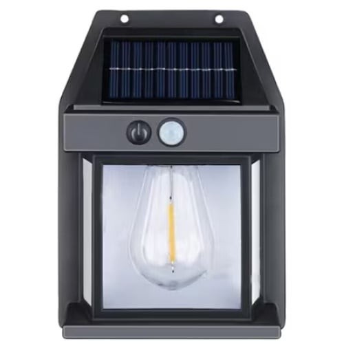 Lampa solara de perete, cu senzor de miscare, puterea becului 3W, iluminare LED, autonomie 6-12 ore, negru