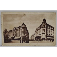 BUCURESTI , GRAND HOTEL SI GALERIILE LAFAYETTE , CARTE POSTALA ILUSTRATA , INTERBELICA