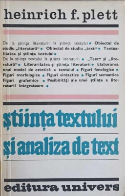 STIINTA TEXTULUI SI ANALIZA DE TEXT-HEINRICH F. PLETT-273620 foto