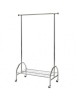 Suport pentru umerase, stender, HM WU18, cu raft dublu incaltaminte, metal cromat, cu roti
