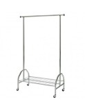 Suport pentru umerase, stender, HM WU18, cu raft dublu incaltaminte, metal cromat, cu roti