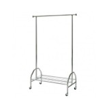 Suport pentru umerase, stender, HM WU18, cu raft dublu incaltaminte, metal cromat, cu roti