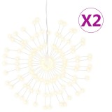 Cumpara ieftin Lumini stelare de Craciun 140 LED-uri, 2 buc., alb cald, 17 cm