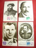 Set 4 Maxime Personalitati 1971 : Gagarin ,Kepler ,Magellan , Rutherford