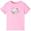 Tricou pentru copii cu m&acirc;neci scurte, roz aprins 128, vidaXL