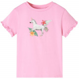 Tricou pentru copii cu m&acirc;neci scurte, roz aprins 128
