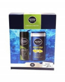 Set cadou barbati: Sampon 3 in 1, Nivea Men Green Energy, 250 ml, body face hair + Antiperspirant, N