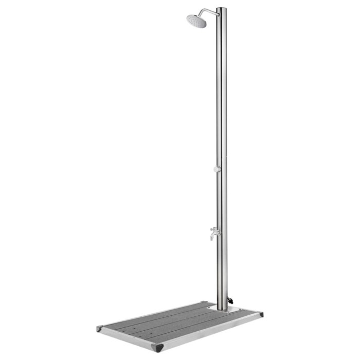 vidaXL Duș de grădină cu bază gri, 220 cm, oțel inoxidabil 3070793