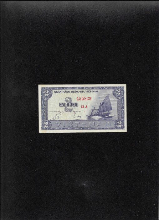 Rar! Vietnamul de Sud South Vietnam 2 dong 1955 seria455829 aunc