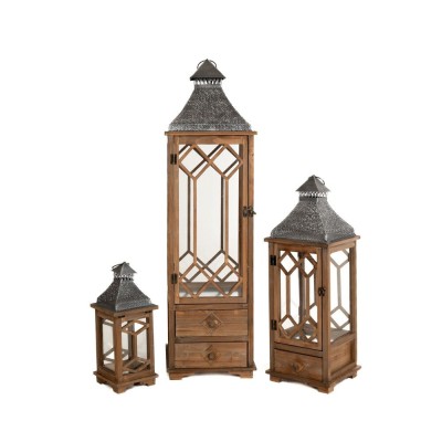 Set 3 felinare Brown Silver foto