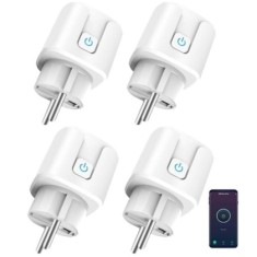Set 4x Priza inteligenta WiFi,16 Ah, Monitorizare consum energie, conectare Alexa si Google Assistant, Alb