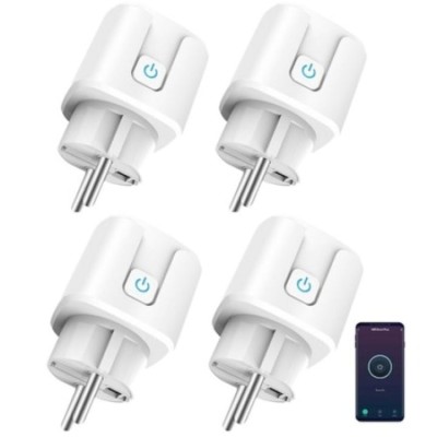 Set 4x Priza inteligenta WiFi,16 Ah, Monitorizare consum energie, conectare Alexa si Google Assistant, Alb foto