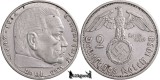 1938 A, 2 Reichsmark - Paul von Hindenburg - Al Treilea Reich (Germania nazistă), Europa, Argint