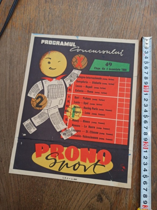 AFIS 1960 - PRONOSPORT, PROGRAMUL CONCURSULUI