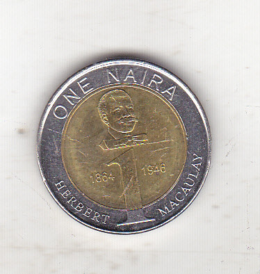 bnk mnd Nigeria 1 naira 2006 unc , bimetal foto