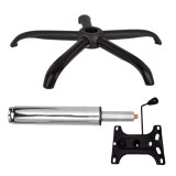 Cumpara ieftin Set placuta balans metalica 26 x 15 cm, baza 64 cm si cilindru piston, gaz, pentru scaune birou, argintiu, 35 cm