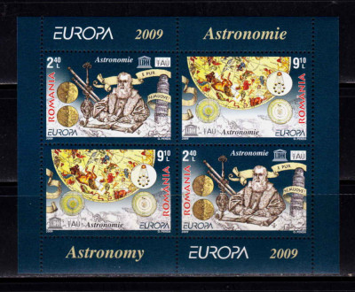 RO 2008 LP 1832 b&amp;quot; Europa 2009 - Astronomie &amp;quot;, bloc tip I ,colita 445 I ,MNH foto