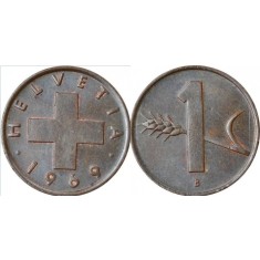 Elvetia 1969 - 1 rappen, circulata