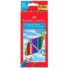 Creioane Colorate Faber-Castell Eco, 12 Buc/Set, Forma Triunghiulara, Ascutitoare Inclusa, Culori Asortate, Creion de Colorat, Creioane Colorate Faber foto