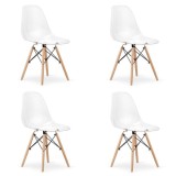 Cumpara ieftin Set 4 scaune stil scandinav, Artool, Osaka, policarbonat, lemn, transparent, 46x52x82 cm