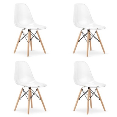 Set 4 scaune stil scandinav, Artool, Osaka, policarbonat, lemn, transparent, 46x52x82 cm foto