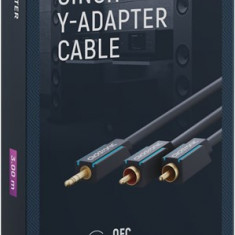 Cablu Profesional CLICKTRONIC audio STEREO JACK 3.5 mm AUX tata la 2x RCA tata STEREO 3m OFC COAX 50 ohm 70468 CLICKTRONIC