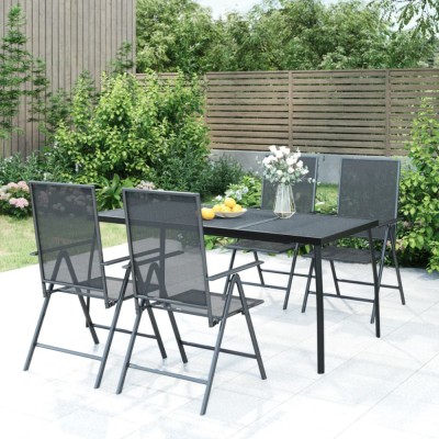 vidaXL Set de masă pentru grădină, 5 piese, antracit, oțel 3187982 foto