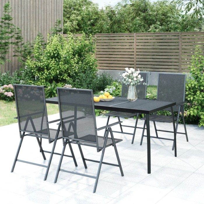 vidaXL Set de masă pentru grădină, 5 piese, antracit, oțel 3187982