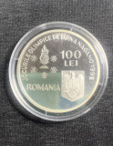 Moneda 100 lei 1998 Jocurile Olimpice de la Nagano argint