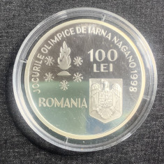 Moneda 100 lei 1998 Jocurile Olimpice de la Nagano argint